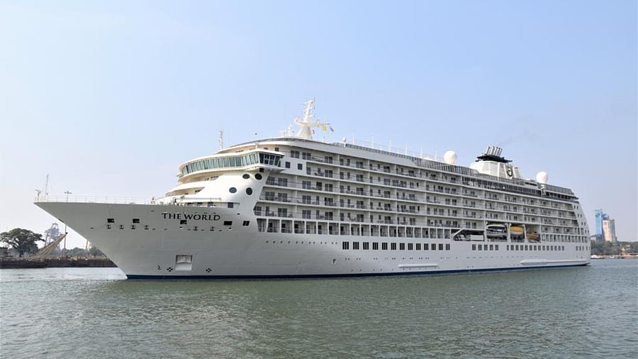 The World, at New Mangalore Port on Friday. Credit: Special Arrangement