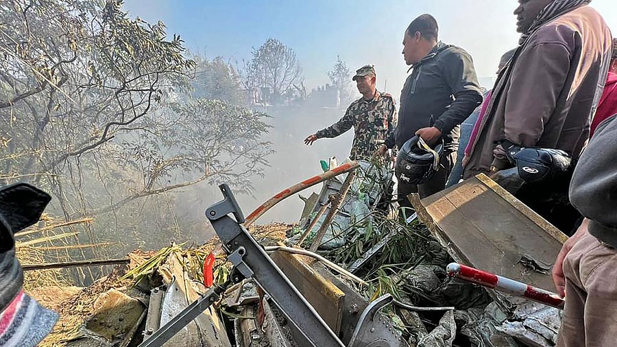 Following the Yeti Airlines aircraft crash, the Pokhara International Airport has been closed today for all incoming and outgoing flights. Credit: AFP Photo