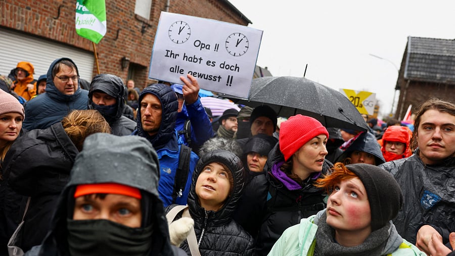 Protest against the expansion of the Garzweiler open-cast lignite mine of Germany's utility RWE, in Luetzerath. Credit: Reuters Photo