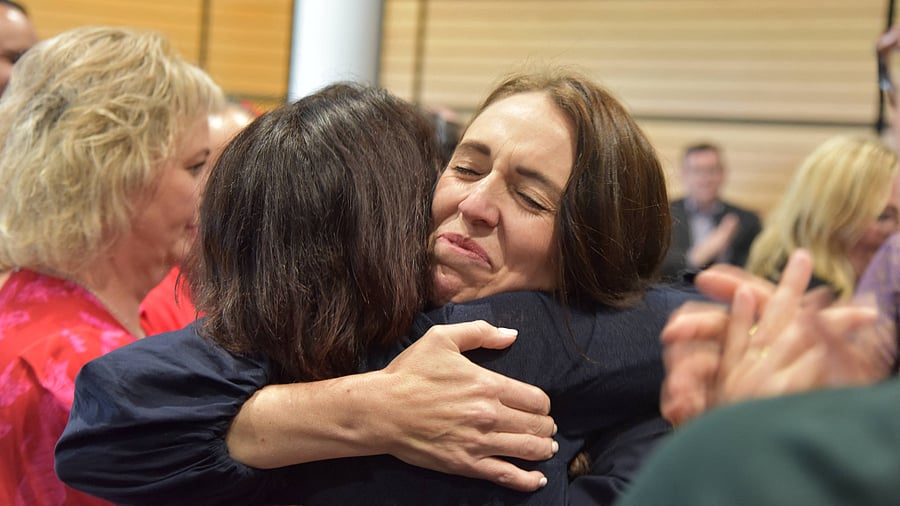 New Zealand Prime Minister Jacinda Ardern reacts following the announcement of her resignation. Credit: Reuters Photo