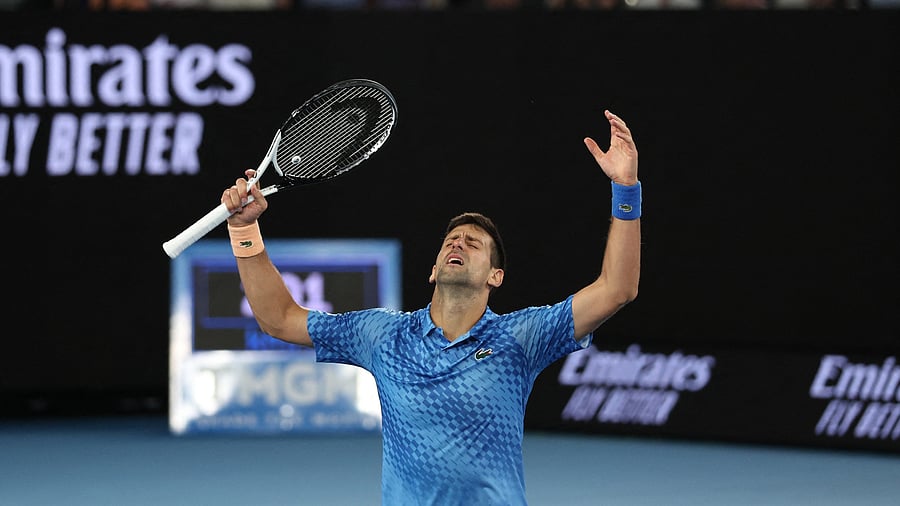 The Serb came through a titanic 77-minute first set before taming the Bulgarian 7-6 (9/7), 6-3, 6-4 on Rod Laver Arena, needing treatment twice on his troublesome hamstring. Credit: Reuters File Photo