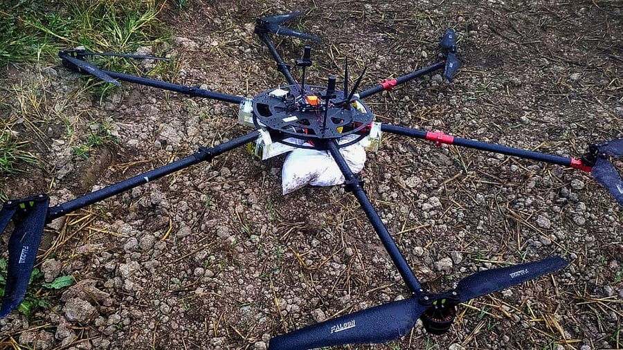 File photo of a drone carrying heroin from Pakistan show down in Amritsar. Credit: PTI Photo