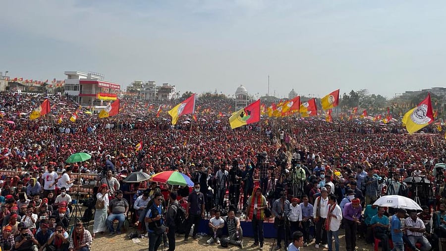 A TIPRA rally in Agartala. Credit: Twitter/@PradyotManikya