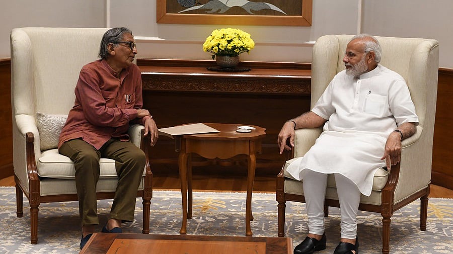Doshi, an alumnus of the JJ School of Architecture in Mumbai was one of the few architects who had the chance to work with the legendary Swiss-French architect Le Corbusier in Paris, known as the master of modernism. Credit: Twitter/ @narendramodi