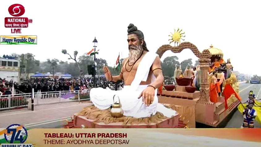 Uttar Pradesh's tableau at R-Day. Credit: Twitter/@ANI