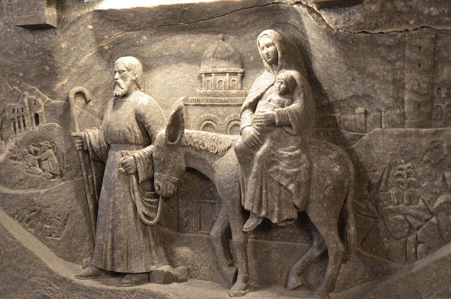 Bas relief of rock salt at Wieliczka Mine. PHOTOS BY AUTHOR