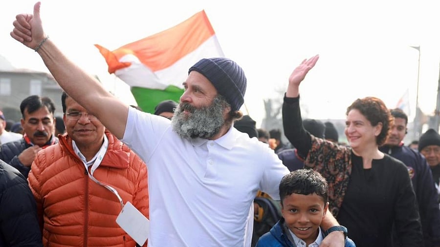 Rahul Gandhi in Srinagar for Bharat Jodo Yatra. Credit: PTI Photo