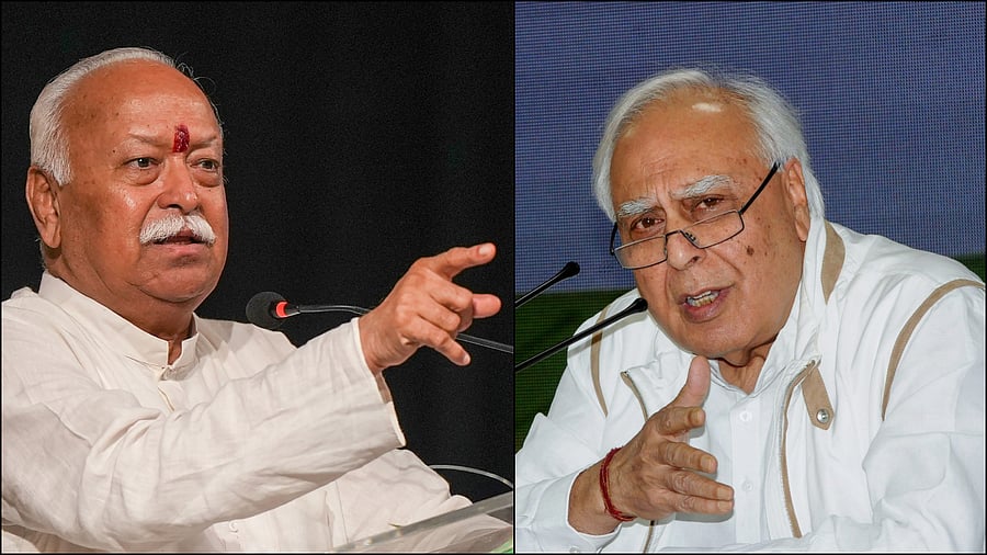 <div class="paragraphs"><p>Rajya Sabha MP Kapil Sibal (R) took a swipe at RSS chief Mohan Bhagwat. </p></div>