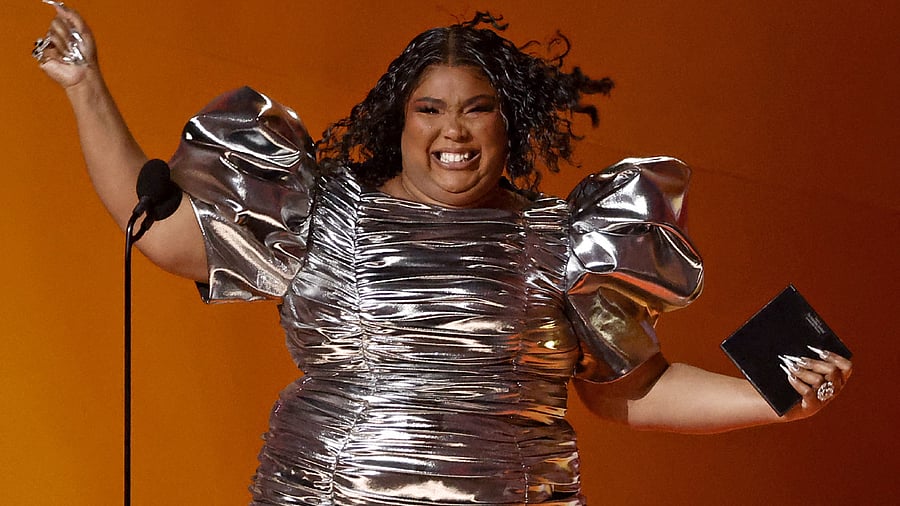 Lizzo accepts the Record Of The Year award for 'About Damn Time'. Credit: Getty Images via AFP
