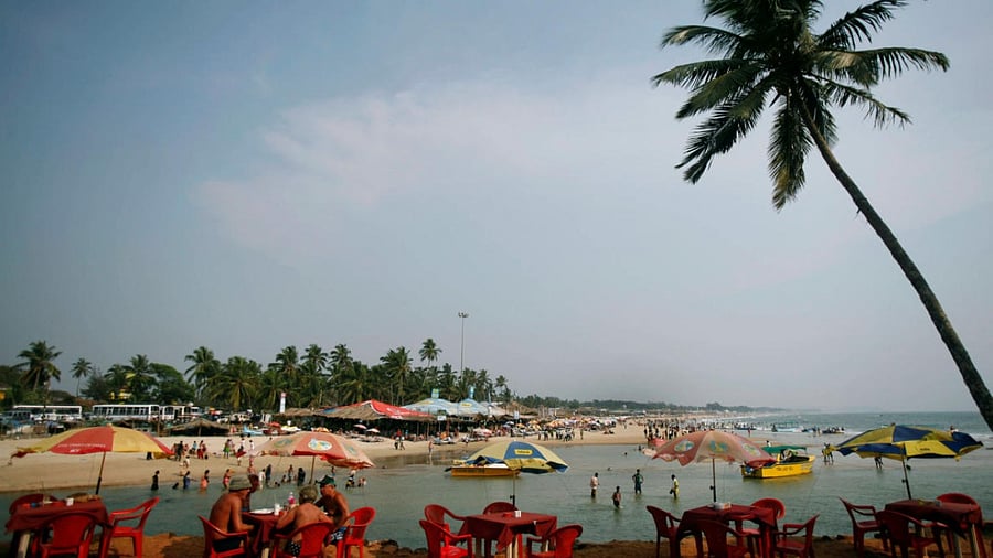 Tourists at Goa's Baga beach. Credit: PTI Photos