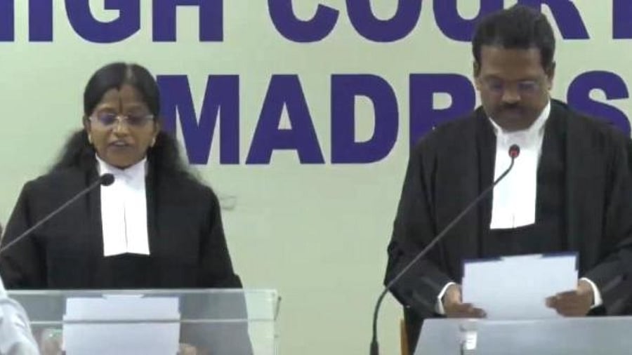 Victoria Gowri assumes office as Madras HC judge. Credit: IANS Photo