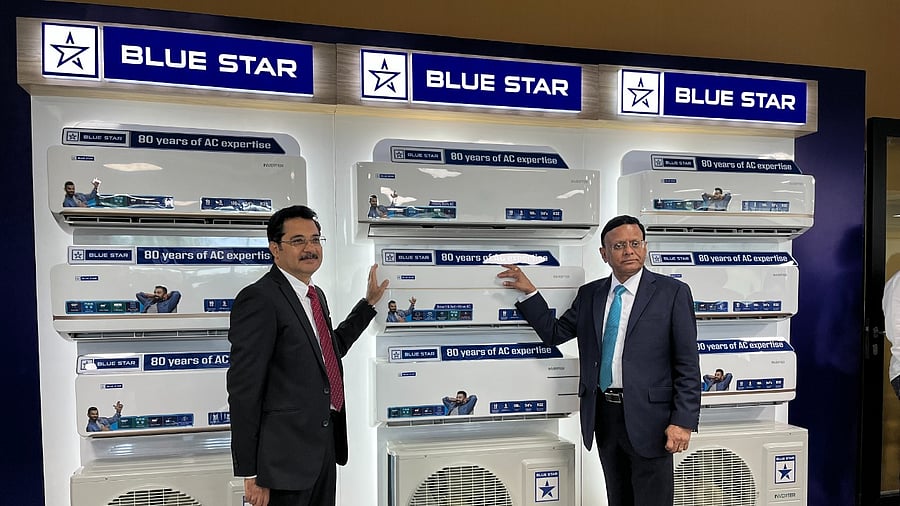B Thiagarajan, Managing Director, Blue Star Limited (R) and Shashi Arora, President, Blue Star Limited (L) at the new factory in Sri City on Monday. Credit: DH Photo/ETB Sivapriyan