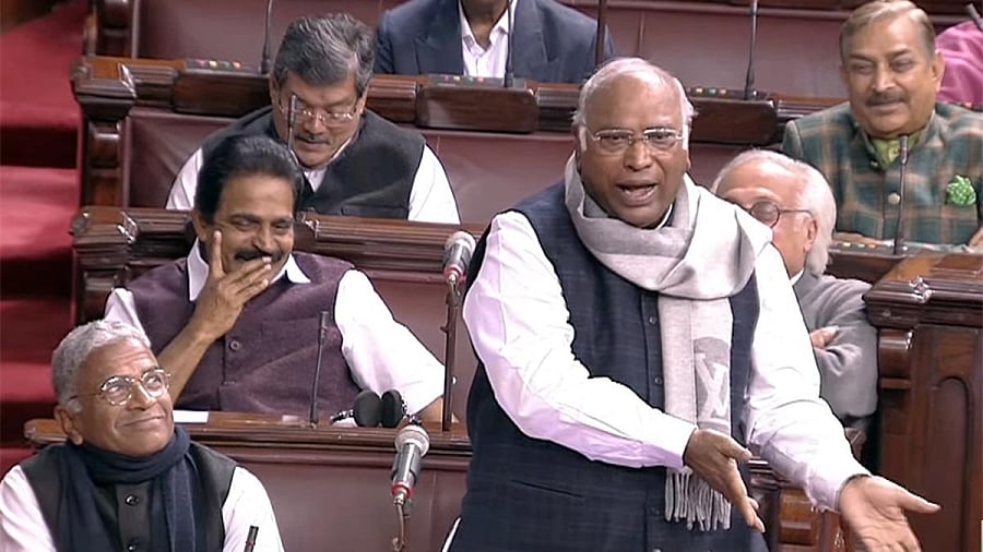 Leader of the Opposition Mallikarjun Kharge. Credit: IANS Photo