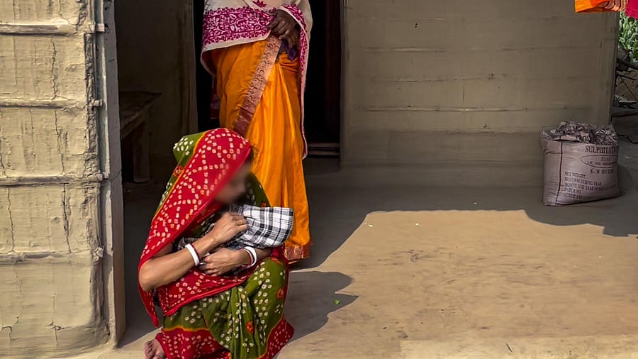 A 'child bride' with her child, amid Assam government's statewide crackdown on child marriages, in Morigaon district. Credit: PTI Photo