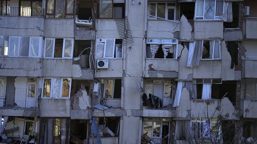 A destroyed building in Antakya, southern Turkey. Credit: AP Photo
