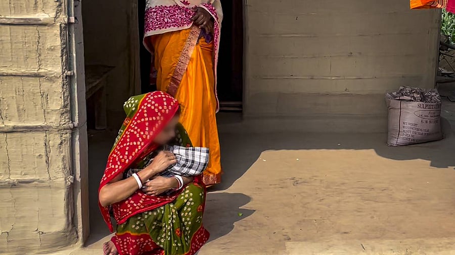 A 'child bride' with her child, amid Assam government's statewide crackdown on child marriages. Credit: PTI Photo