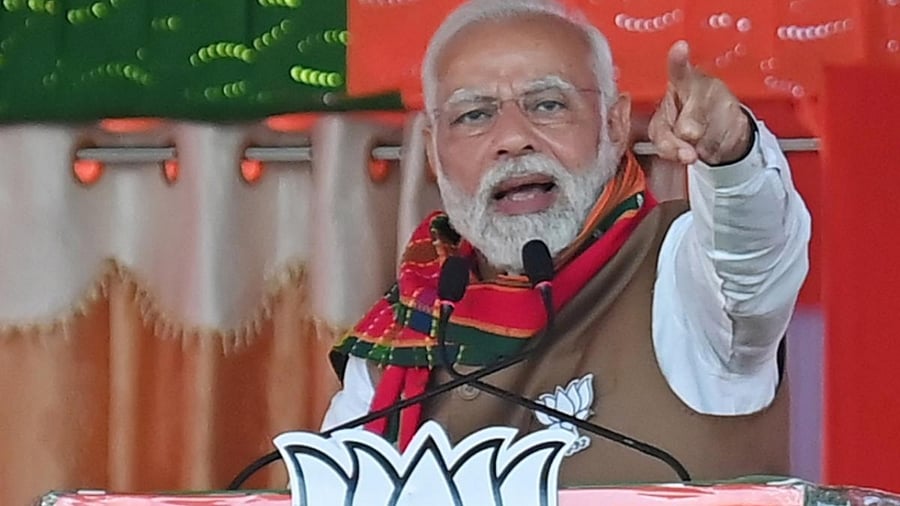 PM Modi addresses rally in Tripura ahead of polls. Credit: IANS Photo