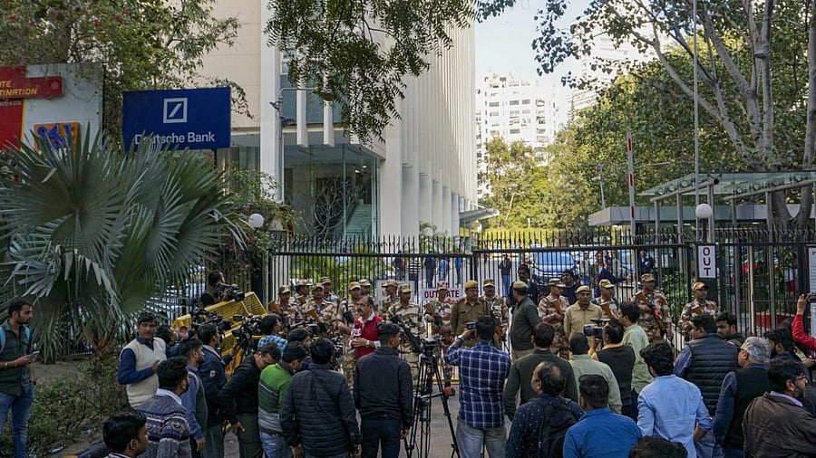 I-T teams at BBC's Delhi office. Credit: PTI Photo