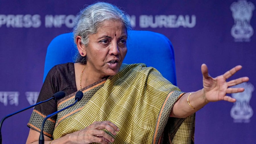 Nirmala Sitharaman addresses a press conference after the 49th GST Council meeting, in New Delhi. Credit: PTI Photo