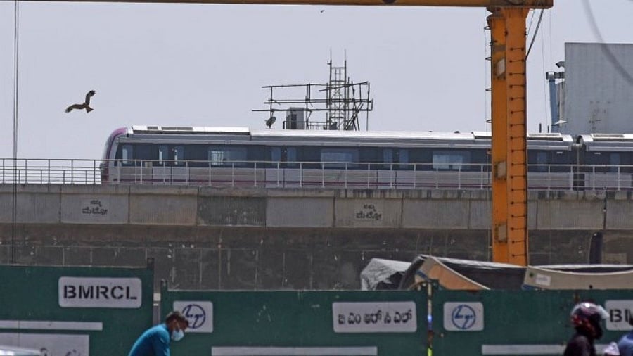 Ongoing metro work by BMRCL. Credit: DH Photo