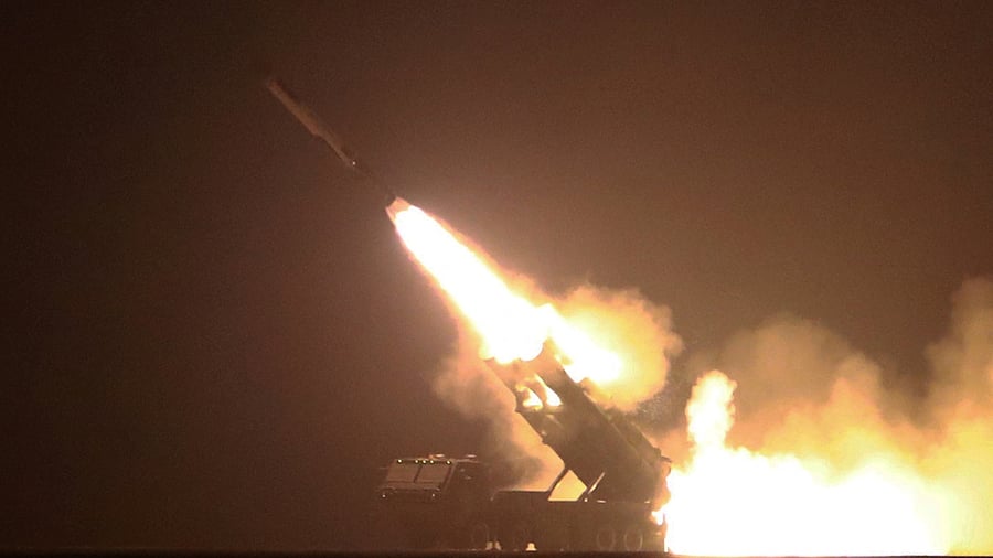 A strategic cruise missile is launched during a drill in this undated photo released on February 24, 2023 by North Korea's Korean Central News Agency (KCNA). Credit: KCNA via Reuters
