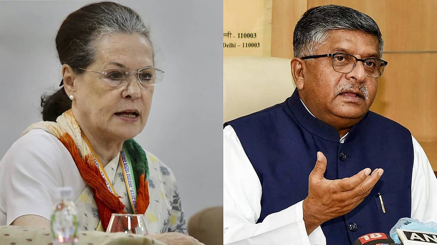 Sonia Gandhi, Ravi Shankar Prasad. Credit: PTI Photos