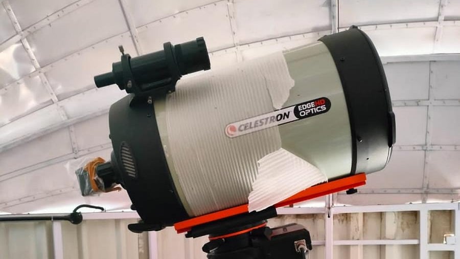 The telescope during installation at IIA's CREST campus. Credit: Special Arrangement