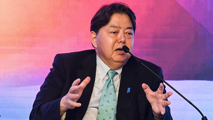 Japan’s Foreign Minister Yoshimasa Hayashi speaks during the Indo-Pacific Quad Foreign Ministers’ panel discussion in New Delhi on March 3, 2023. Credit: AFP Photo