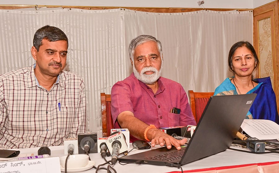 School Education and Literacy Minister B C Nagesh launches a software developed for online submission of applications for commencing new schools, affiliation and other services, in Bengaluru on Friday. Credit: Special arrangement