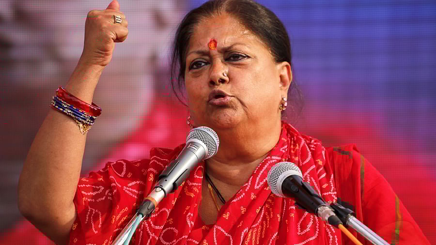 Former Rajasthan Chief Minister Vasundhara Raje. Credit: AFP File Photo