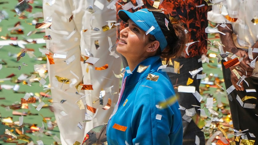 Tennis legend Sania Mirza at the Lal Bahadur Tennis Stadium in Hyderabad. Credit: AP/PTI File Photo