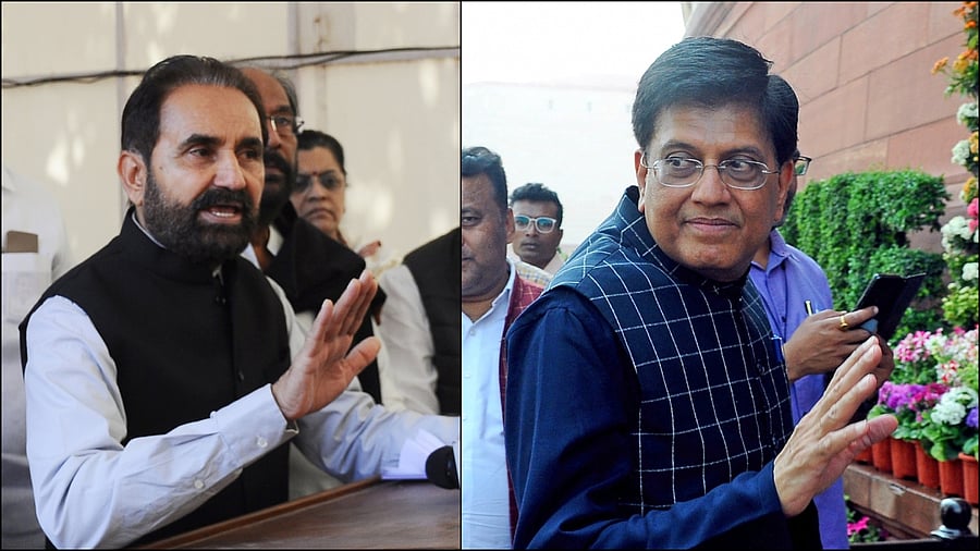 Shaktisinh Gohil and Piyush Goyal. Credit: PTI, IANS Photos