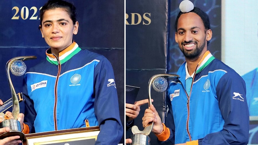 Savita Punia (L) and Hardik Singh (R). Credit: IANS Photo