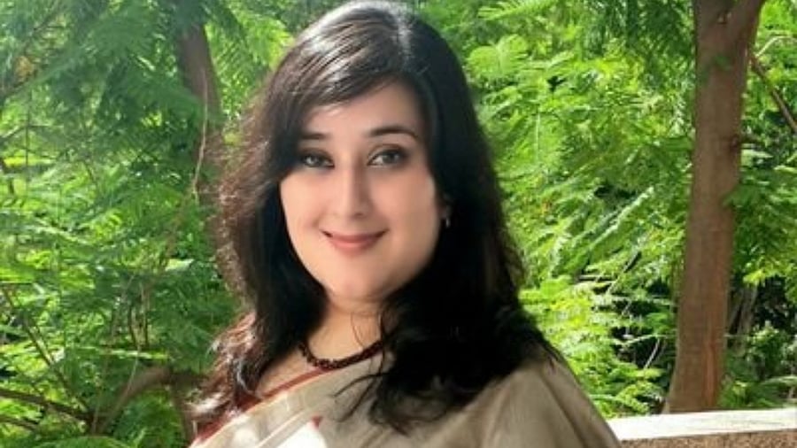 Bansuri Swaraj is the daughter of late EAM and BJP leader Sushma Swaraj. Credit: Twitter/@BansuriSwaraj