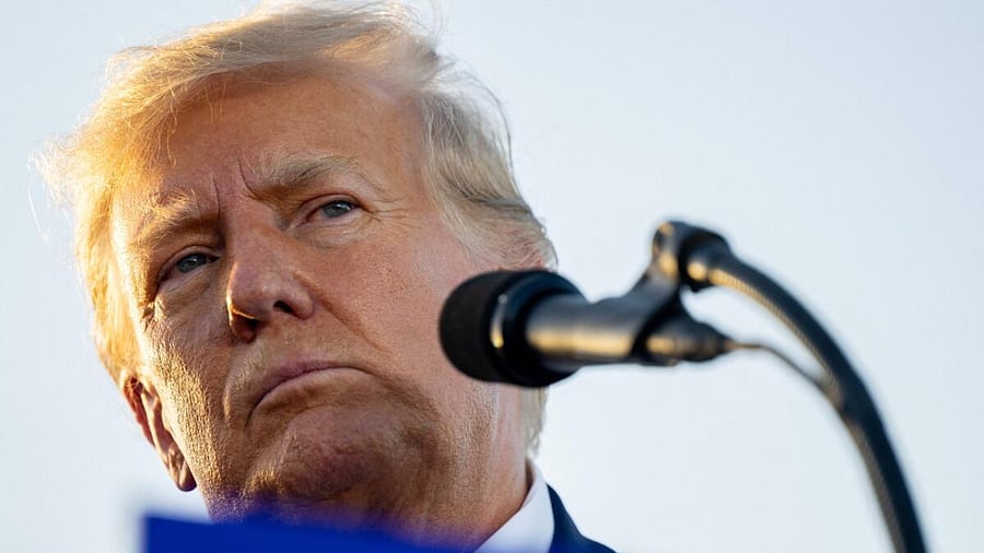 Former US President Donald Trump speaks during a rally at the Waco Regional Airport. Credit: Getty Images/AFP