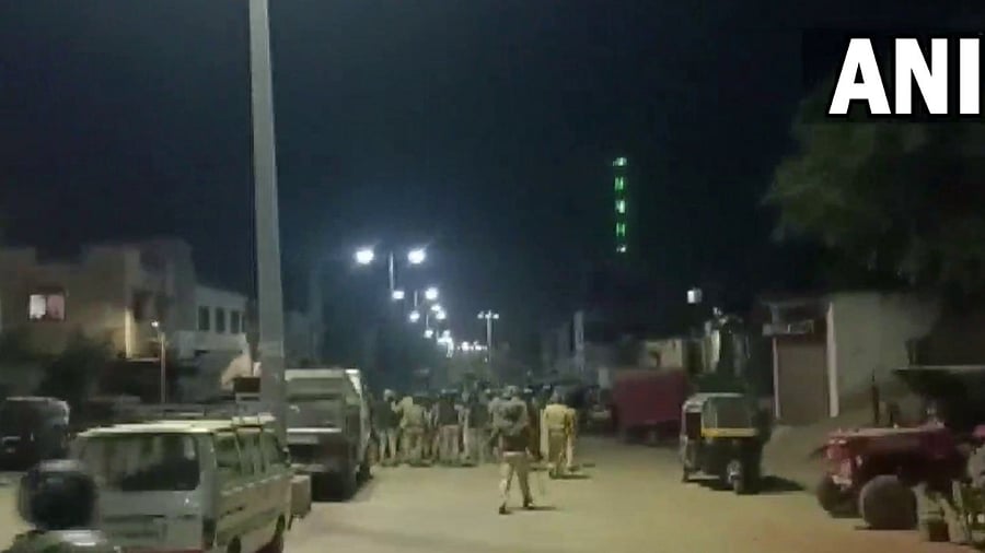 Cops said the Ram Temple is safe but around six to seven vehicles were damaged. Credit: Twitter / @ANI