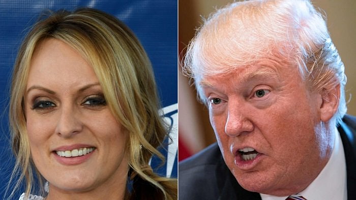 Stormy Daniels (L) and Donald Trump (R). Credit: AFP File Photo 