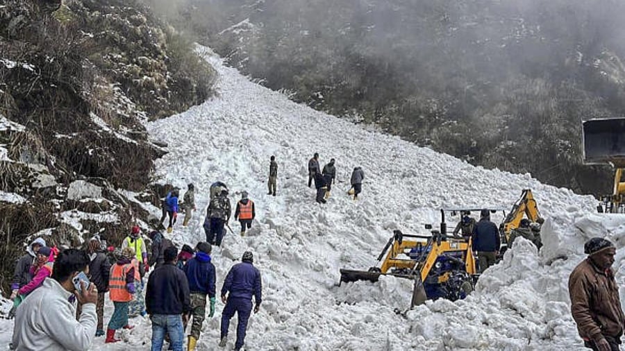 Rescue operations in East Sikkim after the avalanche. Credit: PTI Photo