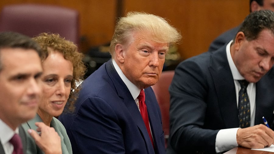 Former US president Donald Trump appears in court in New York City. Credit: Reuters Photo