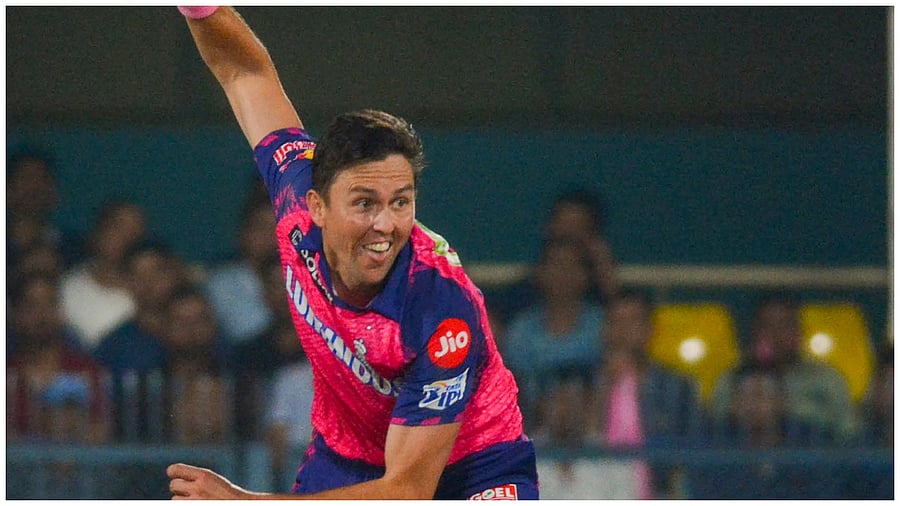 Trent Boult of Delhi Capitals bowls during the IPL 2023 cricket match between Rajasthan Royals and Delhi Capitals. Credit: PTI Photo