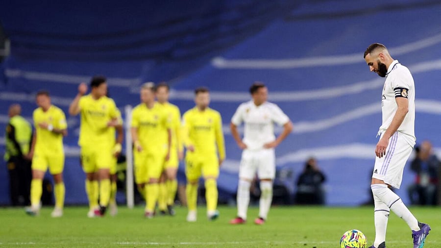 Benzema-led Los Blancos suffered a 2-3 defeat at home against Villareal. Credit: AFP Photo