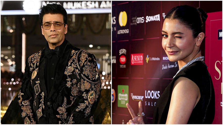 Karan Johar and Anushka Sharma. Credit: AFP (left) and PTI (right) Photos