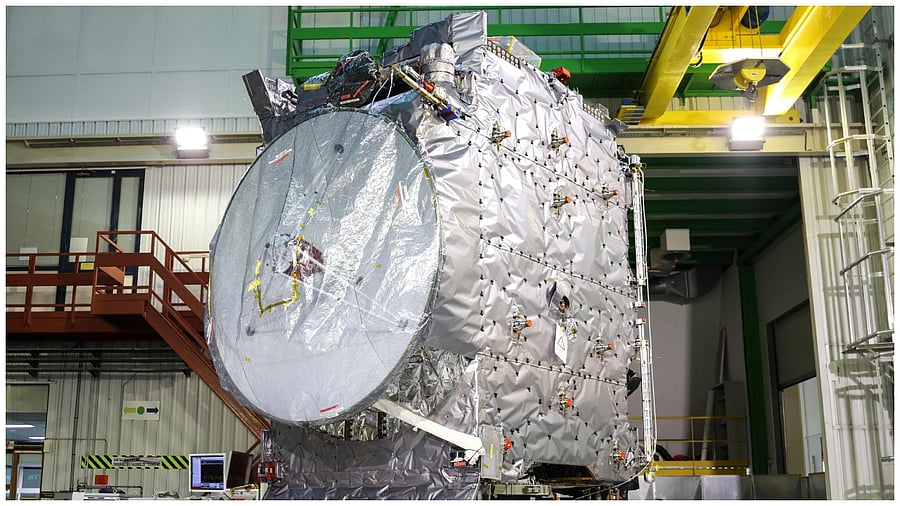 In this file photo taken on January 20, 2023, the ESA's (European Space Agency) "Juice" probe is unveiled for media. Credit: AFP Photo