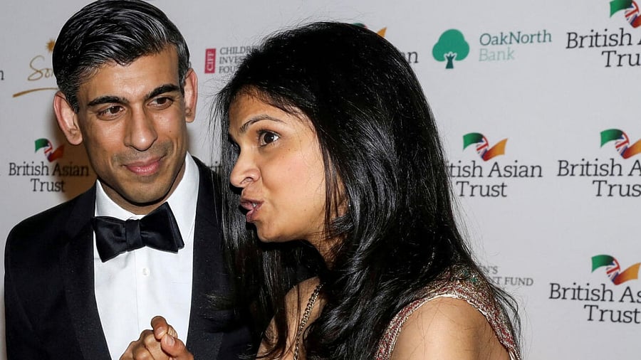 Rishi Sunak and wife Akshata Murthy. Credit: Reuters Photo