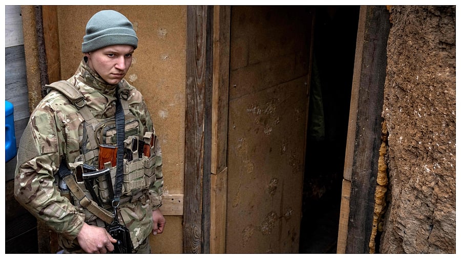 A member of Ukraine's National Guard stands at a Ukrainian National Guard position near Odesa, on April 10, 2023. Credit: AFP Photo