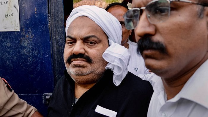 Atiq Ahmad (60) and his brother Ashraf were shot dead at point-blank range by three men posing as journalists in the middle of a media interaction on Saturday night. Credit: PTI Photo