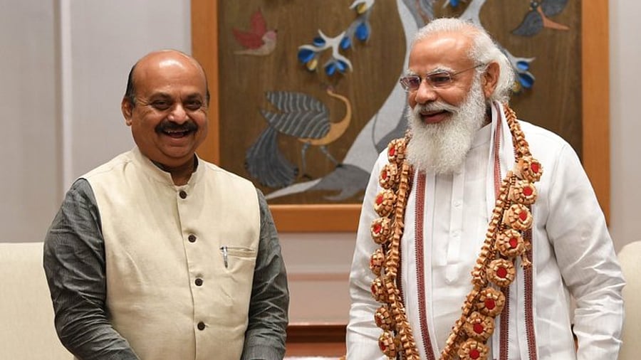Karnataka Chief Minister Basavaraj Bommai and Prime Minister Narendra Modi. Credit: Twitter/@narendramodi