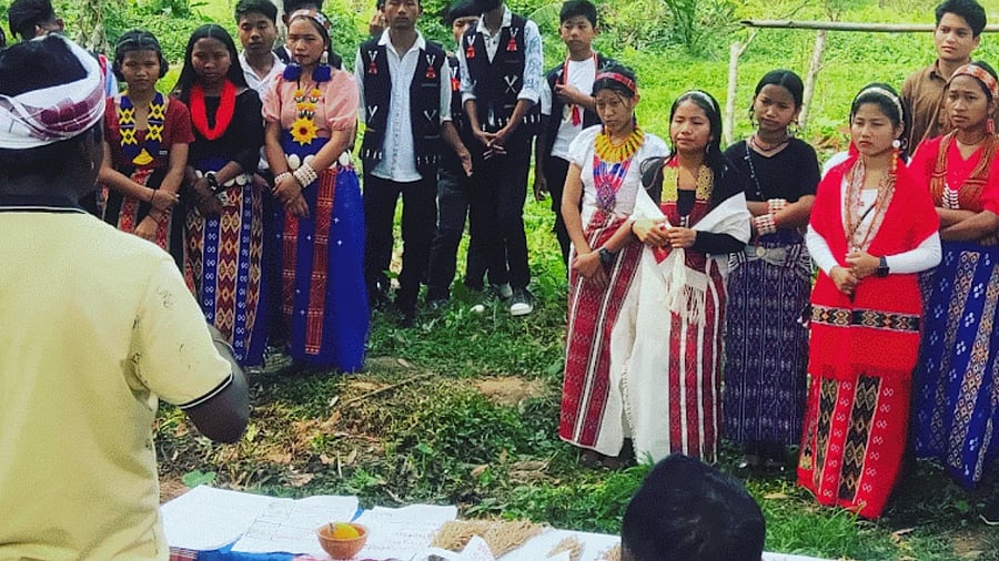 School children taking part in the Seeds Mahotsav in Tinsukia. Credit: Special Arrangement