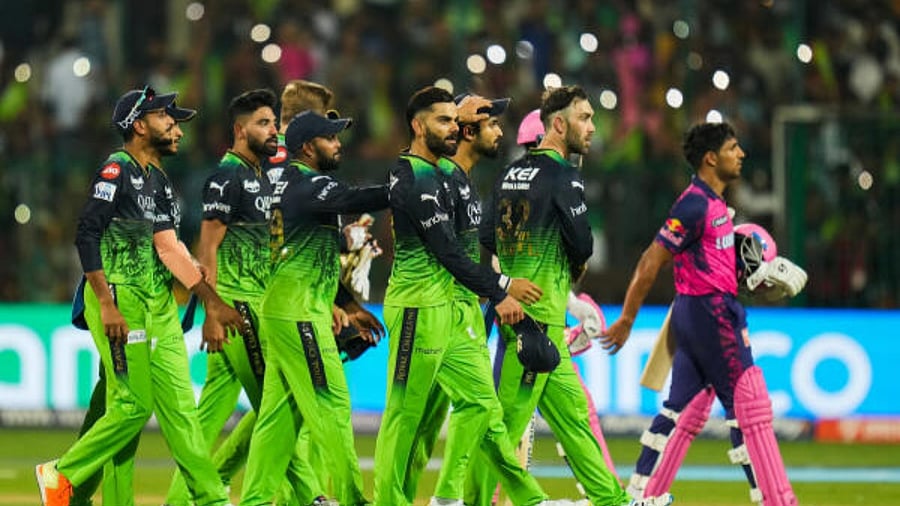 RCB celebrates win against RR. Credit: PTI Photo