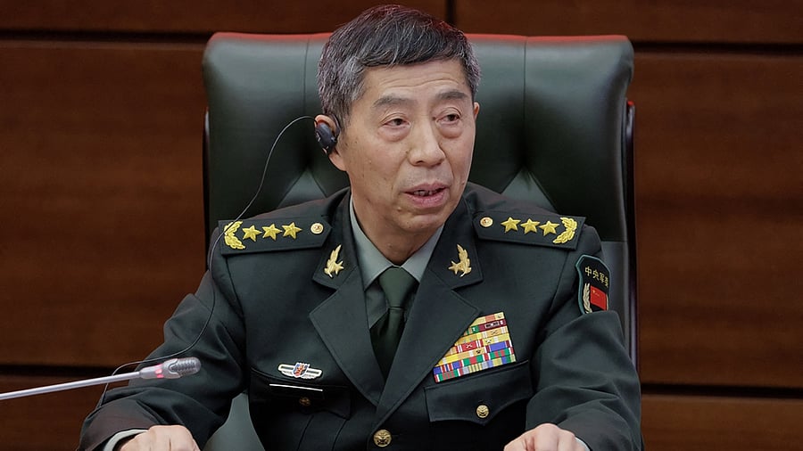 Chinese Defence Minister Li Shangfu attends a meeting with his Russian counterpart in Moscow on April 18, 2023. Credit: Handout / Russian Defence Ministry / AFP Photo